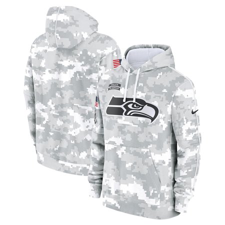 Youth Seattle Seahawks White/Gray 2024 Salute To Service Pullover Hoodie