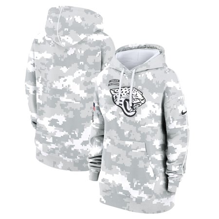 Women's Jacksonville Jaguars Arctic Camo 2024 Salute To Service Club Fleece Pullover Hoodie