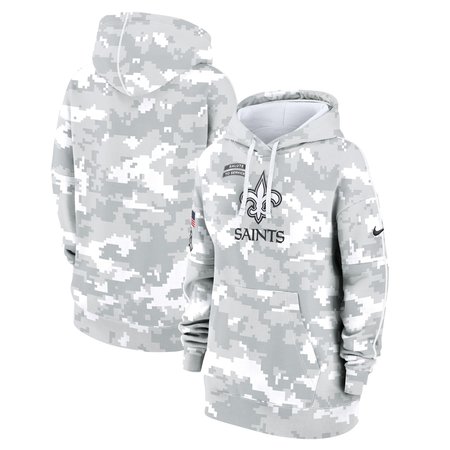 Women's New Orleans Saints Arctic Camo 2024 Salute To Service Club Fleece Pullover Hoodie