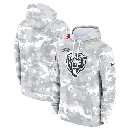 Men's Chicago Bears Arctic Camo 2024 Salute to Service Club Fleece Pullover Hoodie