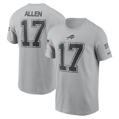 Men's Buffalo Bills Josh Allen Gray 2024 Salute To Service Name & Number T-Shirt