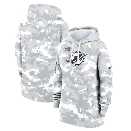 Women's Miami Dolphins Arctic Camo 2024 Salute To Service Club Fleece Pullover Hoodie