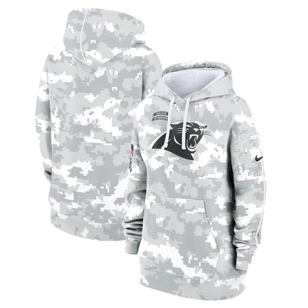 Women's Carolina Panthers Arctic Camo 2024 Salute To Service Club Fleece Pullover Hoodie