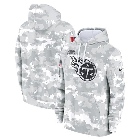 Youth Tennessee Titans White/Gray 2024 Salute To Service Pullover Hoodie