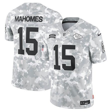 Men's Kansas City Chiefs #15 Patrick Mahomes Arctic Camo 2024 Salute to Service Limited Jersey