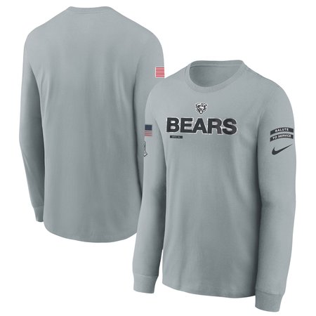 Youth Chicago Bears Gray 2024 Salute To Service Long Sleeve T-Shirt