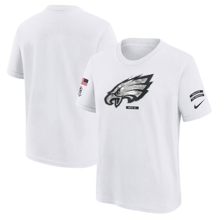 Youth Philadelphia Eagles White 2024 Salute To Service T-Shirt