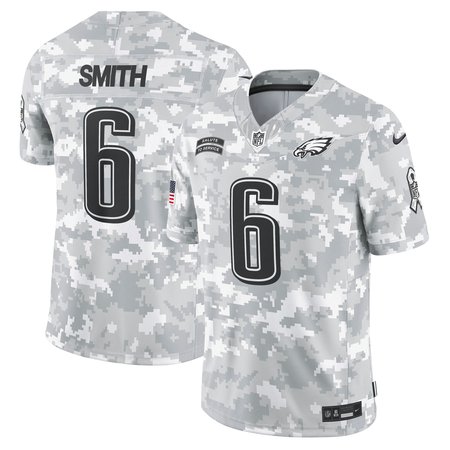 Men's Philadelphia Eagles #6 DeVonta Smith Arctic Camo 2024 Salute to Service Limited Jersey