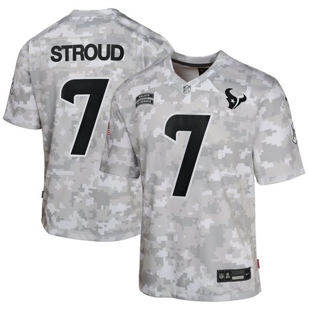 Youth Houston Texans C.J. Stroud Nike Arctic Camo 2024 Salute to Service Game Jersey