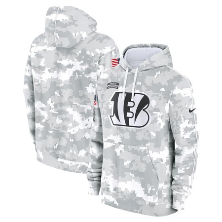 Youth Cincinnati Bengals White/Gray 2024 Salute To Service Pullover Hoodie