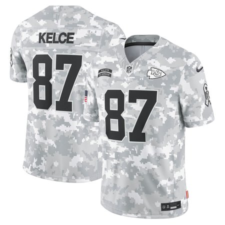 Men's Kansas City Chiefs #87 Travis Kelce Arctic Camo 2024 Salute to Service Limited Jersey