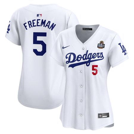 Women's Los Angeles Dodgers #5 Freddie Freeman White 2024 World Series Limited Player Jersey