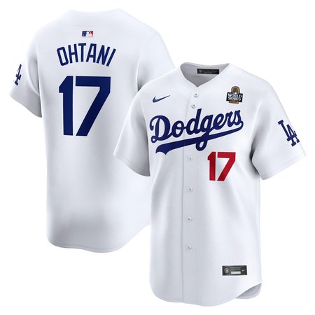 Men's Los Angeles Dodgers #17 Shohei Ohtani White 2024 World Series Home Limited Player Jersey