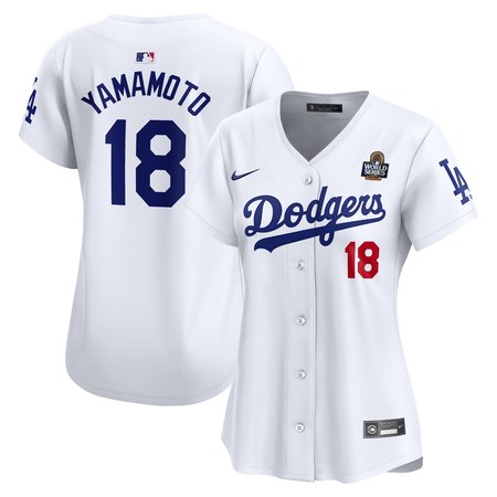 Women's Los Angeles Dodgers #18 Yoshinobu Yamamoto White 2024 World Series Limited Player Jersey