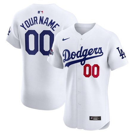 Men's Los Angeles Dodgers White 2024 World Series Champions Home Elite Custom Jersey