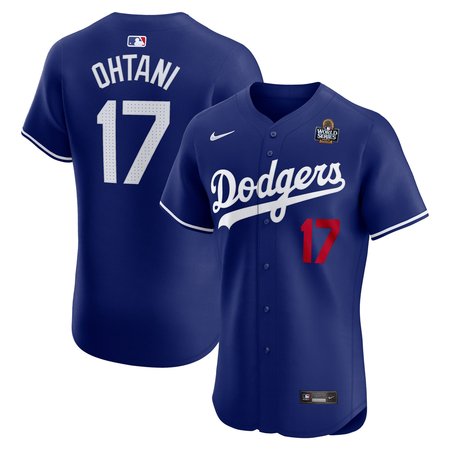 Men's Los Angeles Dodgers #17 Shohei Ohtani Royal 2024 World Series Alternate Elite Player Jersey