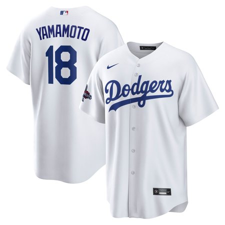 Men's Los Angeles Dodgers Yoshinobu Yamamoto Nike White 2024 World Series Champions Big &Tall Replica Player Jersey