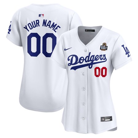 Women's Los Angeles Dodgers White 2024 World Series Home Custom Limited Jersey