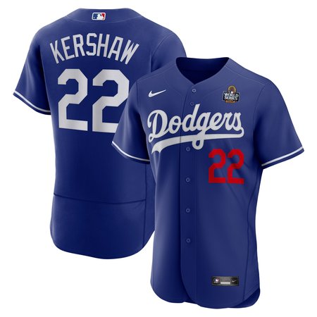 Men's Los Angeles Dodgers #22 Clayton Kershaw Royal 2024 World Series Alternate Authentic Player Jersey