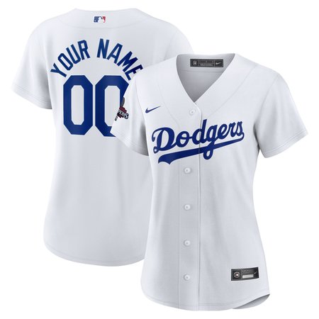 Women's Los Angeles Dodgers White 2024 World Series Champions Home Custom Replica Jersey