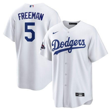 Men's Los Angeles Dodgers #5 Freddie Freeman White 2024 World Series Champions Big &Tall Replica Player Jersey