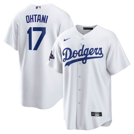 Men's Los Angeles Dodgers #17 Shohei Ohtani White 2024 World Series Champions Big &Tall Replica Player Jersey