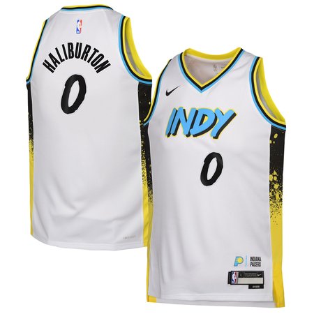 Youth Indiana Pacers Tyrese Haliburton White 2024/25 Swingman Player Jersey - City Edition