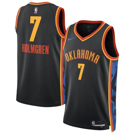 Unisex Oklahoma City Thunder Chet Holmgren Black 2024/25 Swingman Player Jersey - City Edition