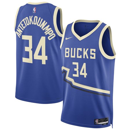 Unisex Milwaukee Bucks Giannis Antetokounmpo Royal 2024/25 Swingman Player Jersey - City Edition