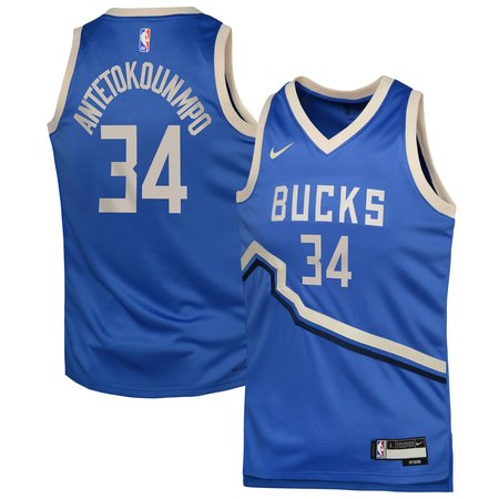 Youth Milwaukee Bucks Giannis Antetokounmpo Royal 2024/25 Swingman Player Jersey - City Edition