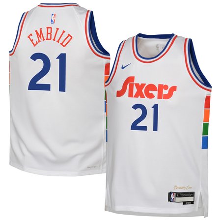 Youth Philadelphia 76ers Joel Embiid White 2024/25 Swingman Player Jersey - City Edition