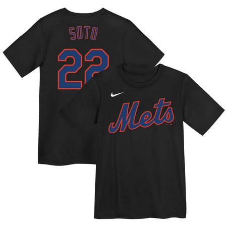 Youth New York Mets #22 Juan Soto Black Name & Number T-Shirt