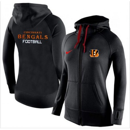 Women's Cincinnati Bengals Full-Zip Performance Hoodie Black