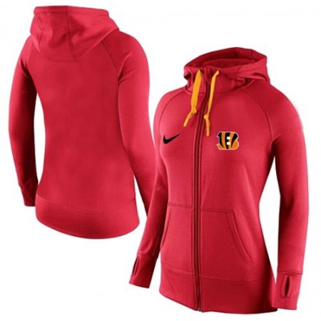 Women's Cincinnati Bengals Full-Zip Performance Hoodie Red