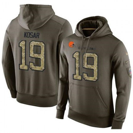 NFL Men's Cleveland Browns #19 Bernie Kosar Stitched Green Olive Salute To Service KO Performance Hoodie
