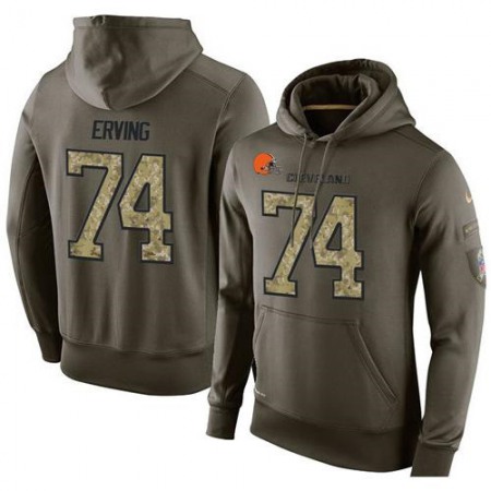NFL Men's Cleveland Browns #74 Cameron Erving Stitched Green Olive Salute To Service KO Performance Hoodie