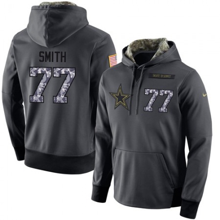 NFL Men's Dallas Cowboys #77 Tyron Smith Stitched Black Anthracite Salute to Service Player Performance Hoodie