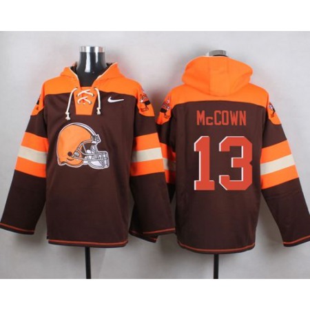 Browns #13 Josh McCown Brown Player Pullover NFL Hoodie