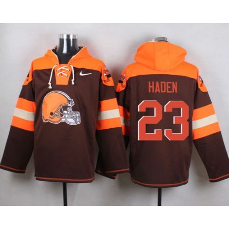 Browns #23 Joe Haden Brown Player Pullover NFL Hoodie