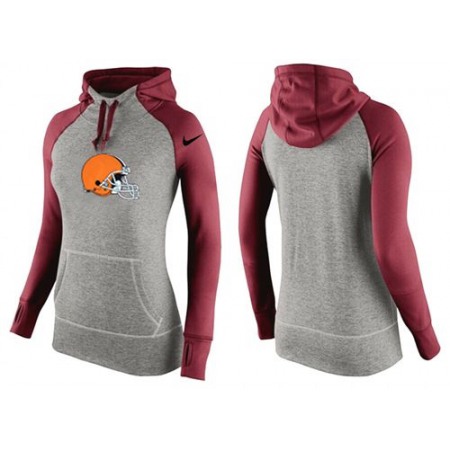 Women's Cleveland Browns Performance Hoodie Grey & Red_3