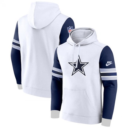 Men's Dallas Cowboys White/Navy Pullover Hoodie