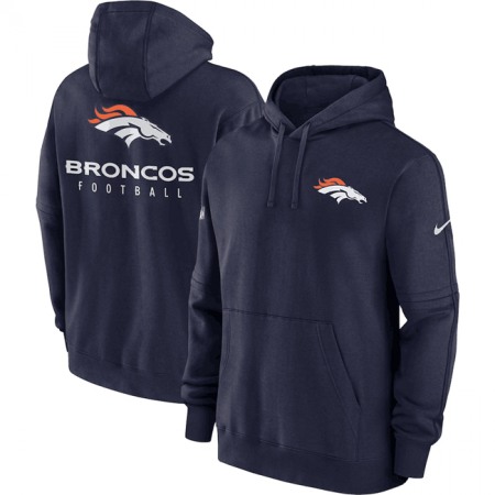 Men's Denver Broncos Navy Sideline Club Fleece Pullover Hoodie