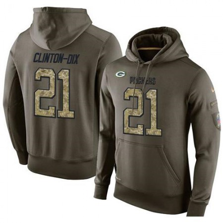 NFL Men's Green Bay Packers #21 Ha Ha Clinton-Dix Stitched Green Olive Salute To Service KO Performance Hoodie