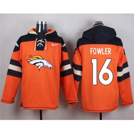 Broncos #16 Bennie Fowler Orange Player Pullover NFL Hoodie