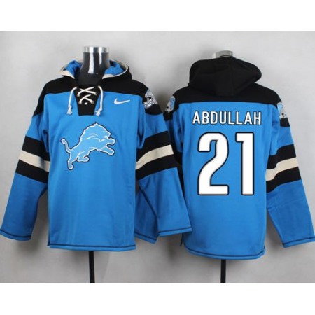 Lions #21 Ameer Abdullah Blue Player Pullover NFL Hoodie