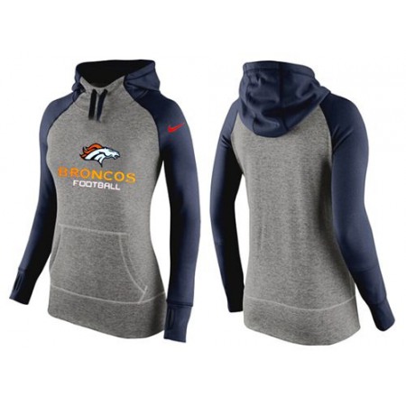 Women's Denver Broncos Performance Hoodie Grey & Dark Blue