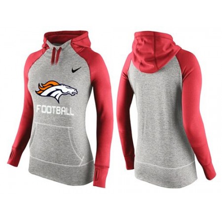 Women's Denver Broncos Performance Hoodie Grey & Red_1