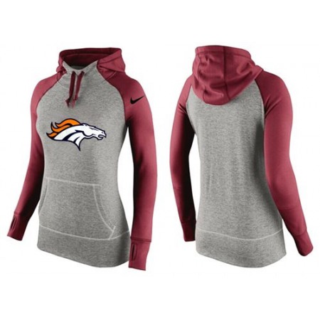 Women's Denver Broncos Performance Hoodie Grey & Red_2