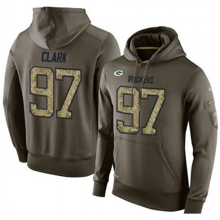 NFL Men's Green Bay Packers #97 Kenny Clark Stitched Green Olive Salute To Service KO Performance Hoodie