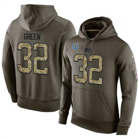 NFL Men's Indianapolis Colts #32 T.J. Green Stitched Green Olive Salute To Service KO Performance Hoodie